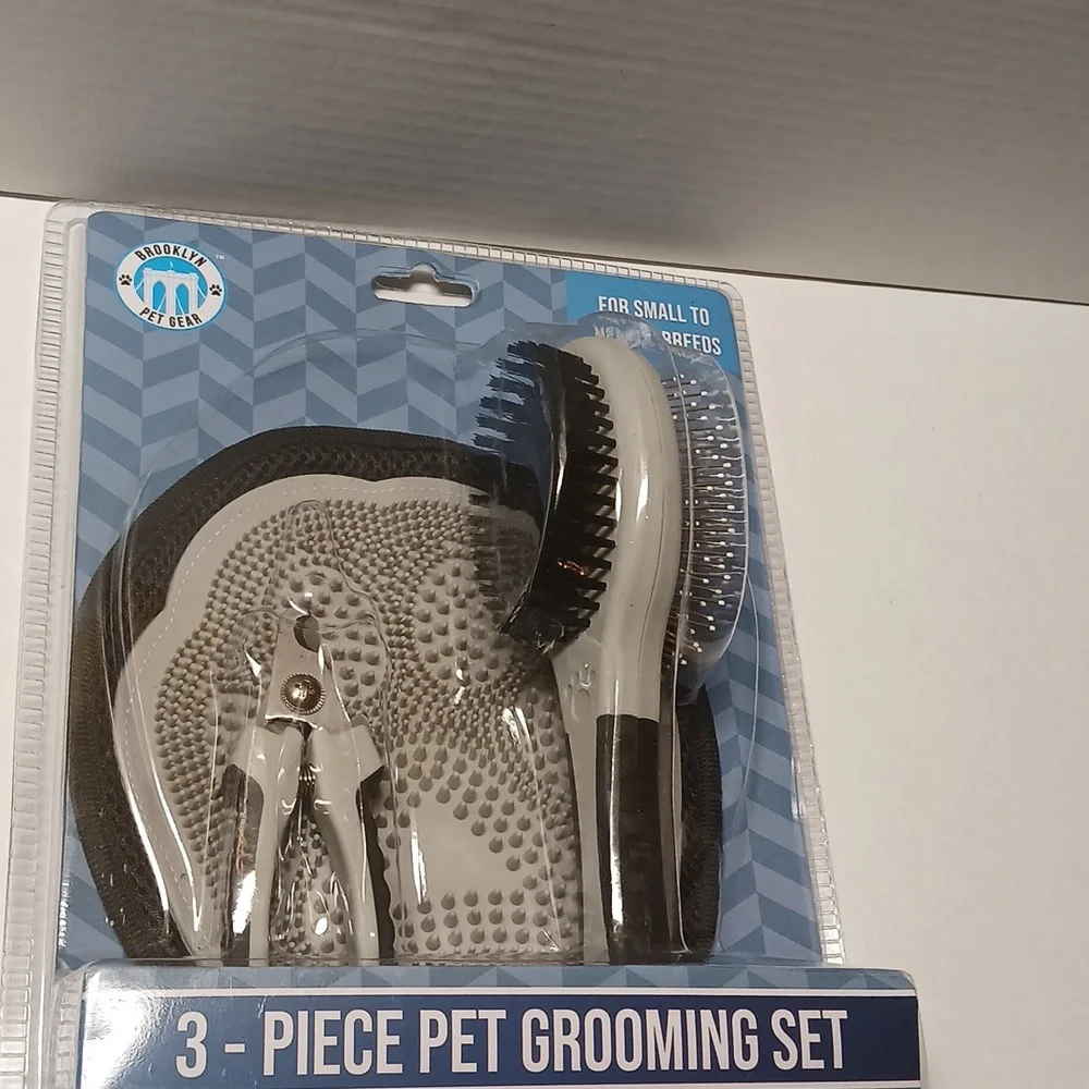 Pet Grooming 3 Piece Set Black Gray 3-Way For Small to Medium Breeds NWT